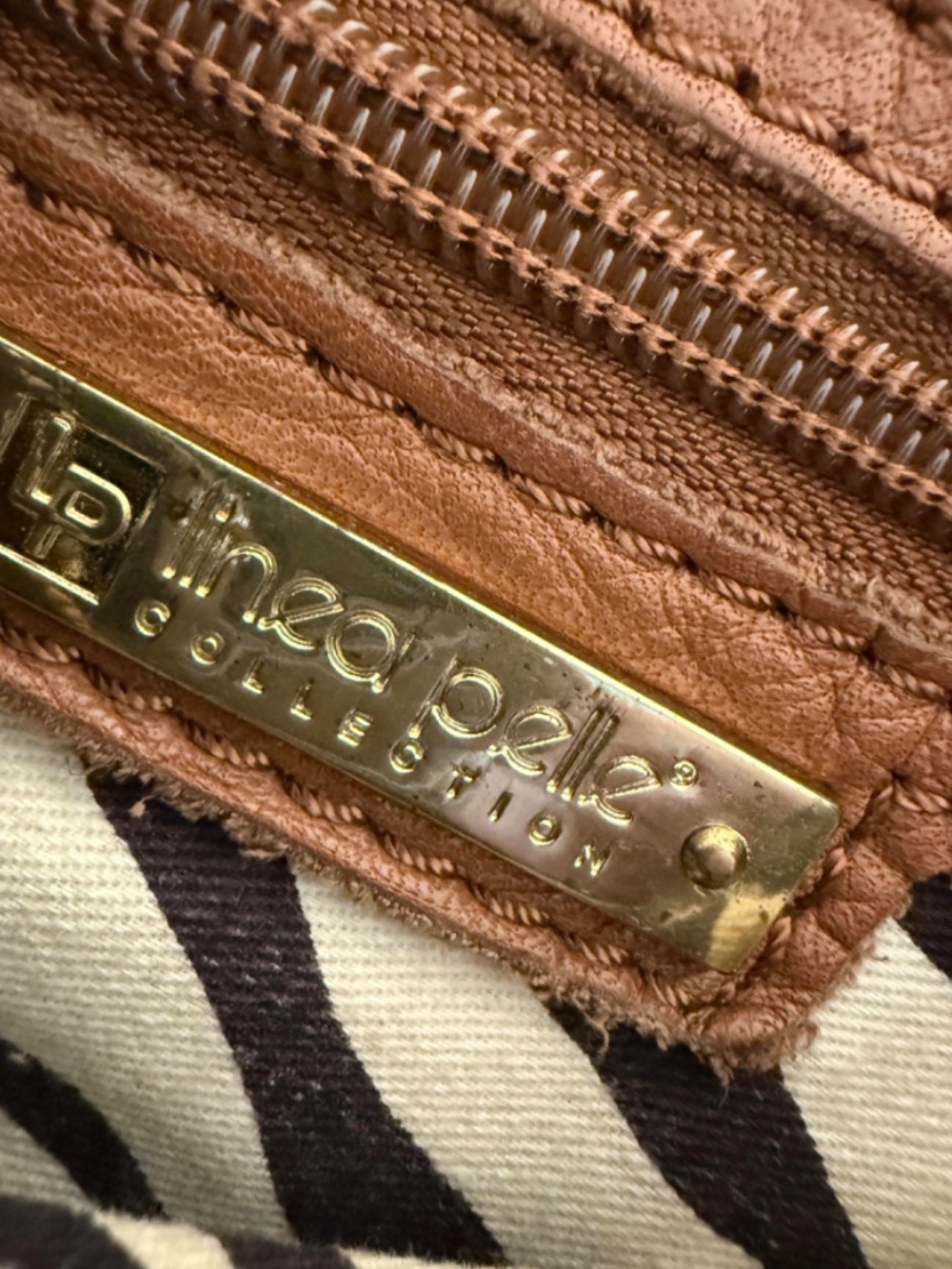 Brown Camel Genuine Leather Lined Pelle Tote Shoulder Bag Purse Large - Picture 8 of 11